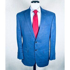 Lauren Ralph Lauren Seersucker Blazer Mens 40R Blue Linen Sport Coat Jacket